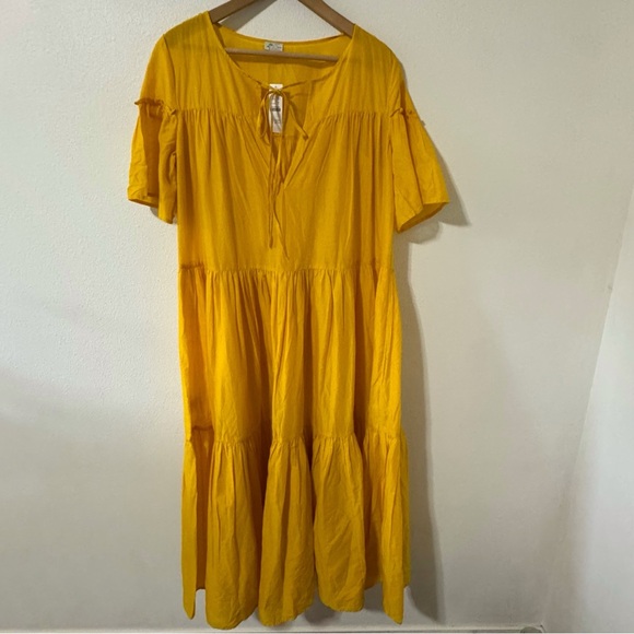 J Crew Tiered Cotton Voile Beach Maxi Dress Yellow Semi Sheer NWT 2021-Small - Picture 2 of 12